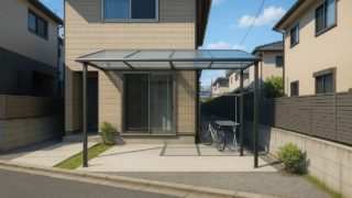 東京都の戸建て外構に施工されたテラス屋根のイメージ