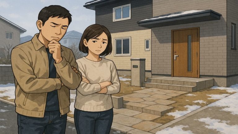 苫小牧市の外構工事の失敗にがっかりする夫婦のイメージ