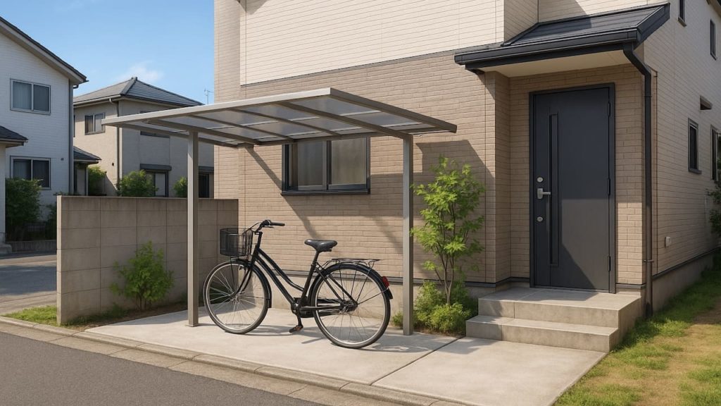 【富田林市】自転車置き場の本体＋施工費｜防犯を上げるライト配置