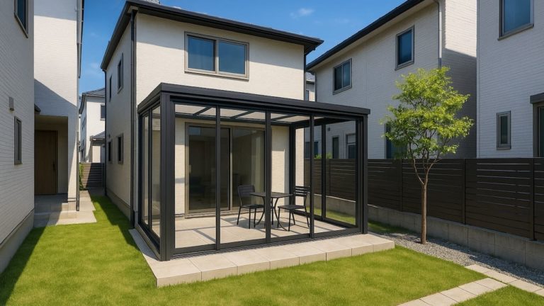 富田林市の戸建て外構に施工されたテラス囲い・サンルームのイメージ