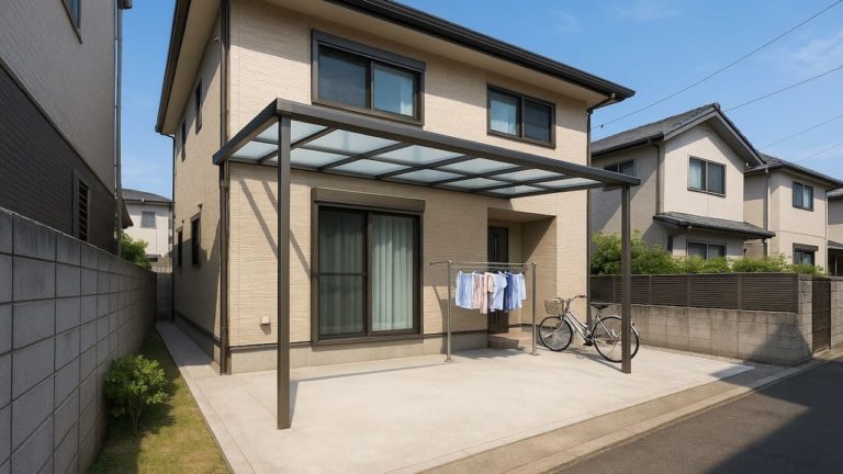 富田林市の戸建て外構に施工されたテラス屋根のイメージ