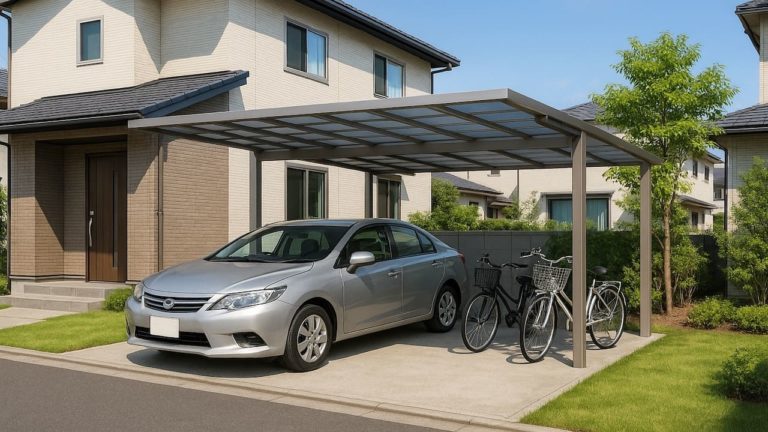 取手市の戸建て外構に施工された自転車置き場のイメージ