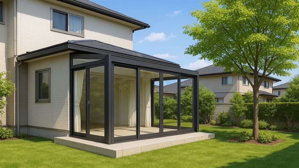 取手市の戸建て外構に施工されたテラス囲い・サンルームのイメージ