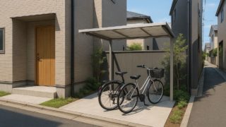 豊島区の戸建て外構に施工された自転車置き場のイメージ