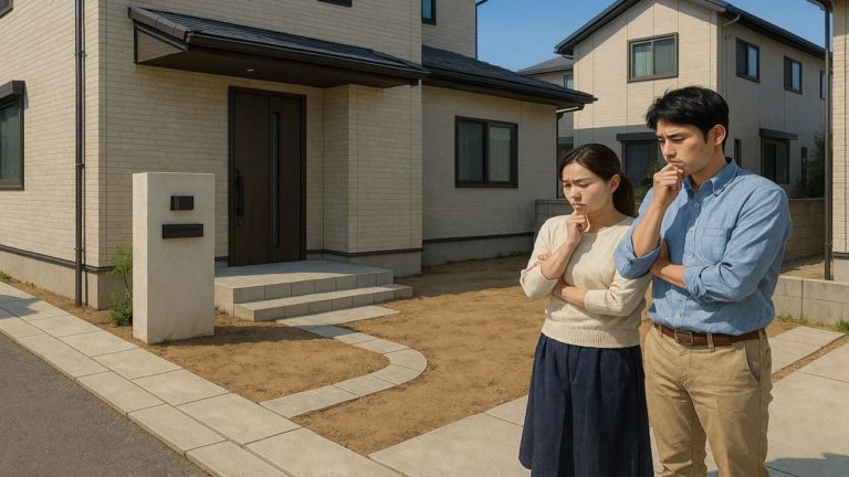 豊島区の外構工事の失敗にがっかりする夫婦のイメージ