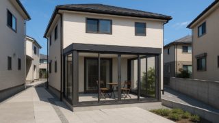 【豊島区】テラス囲い・サンルームの総額相場|植栽と相性のよい見せ方5つ 豊島区の戸建て外構に施工されたテラス囲い・サンルームのイメージ