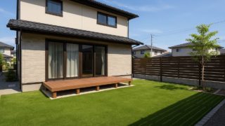 鳥取県の戸建て外構に施工された人工芝のイメージ