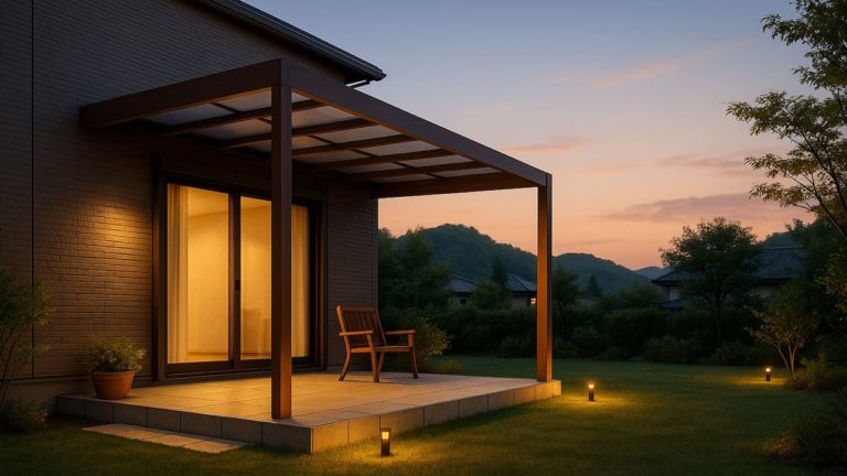 鳥取県の戸建て外構に施工されたテラス屋根のイメージ