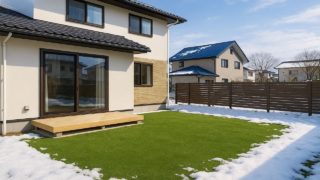 富山県の戸建て外構に施工された人工芝のイメージ