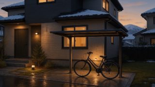 富山県の戸建て外構に施工された自転車置き場のイメージ