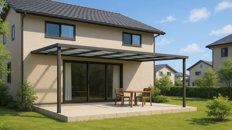 豊橋市の戸建て外構に施工されたテラス屋根のイメージ