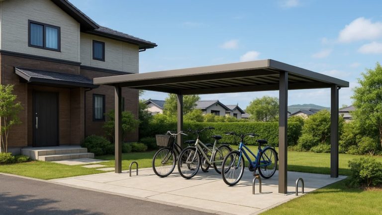 豊川市の戸建て外構に施工されたサイクルポートのイメージ