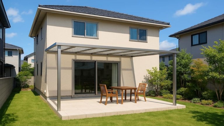 豊川市の戸建て外構に施工されたテラス屋根のイメージ