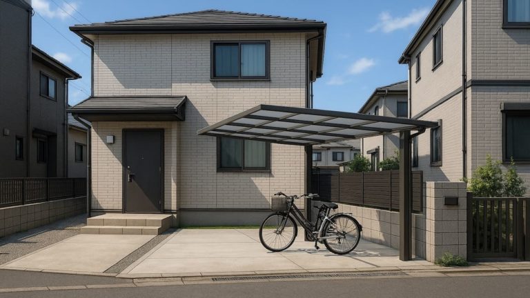 豊中市の戸建て外構に施工されたサイクルポートのイメージ