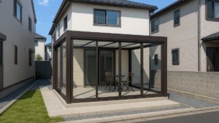 豊中市の戸建て外構に施工されたテラス囲い・サンルームのイメージ
