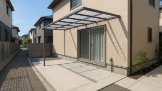 【豊中市】テラス屋根の費用相場|見積もりで損しない5つのコツ 豊中市の戸建て外構に施工されたテラス屋根のイメージ