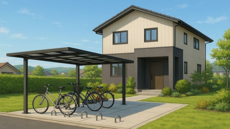 豊田市の戸建て外構に施工されたサイクルポートのイメージ