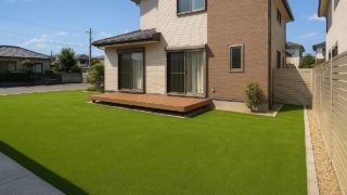 【津市】人工芝の費用相場|小さな庭向きの工夫5選 津市の戸建て外構に施工された人工芝のイメージ