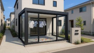 津市の戸建て外構に施工されたテラス囲い・サンルームのイメージ