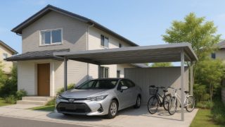 土浦市の戸建て外構に施工された自転車置き場のイメージ