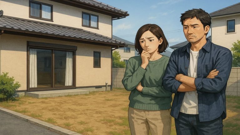 土浦市の外構工事の失敗にがっかりする夫婦のイメージ