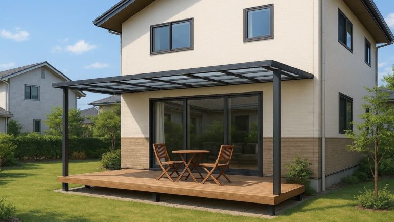 土浦市の戸建て外構に施工されたテラス屋根のイメージ