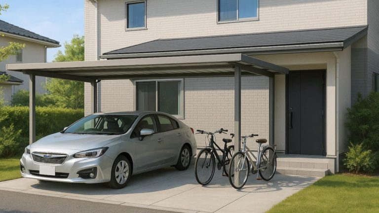 つくば市の戸建て外構に施工された自転車置き場のイメージ