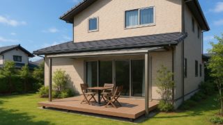 【つくば市】テラス屋根の価格目安|素材と色選びの基本5選 つくば市の戸建て外構に施工されたテラス屋根のイメージ