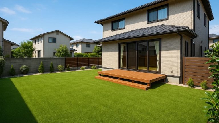 津山市の戸建て外構に施工された人工芝のイメージ