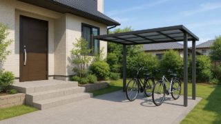 津山市の戸建て外構に施工された自転車置き場のイメージ