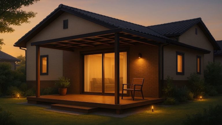 津山市の戸建て外構に施工されたテラス屋根のイメージ