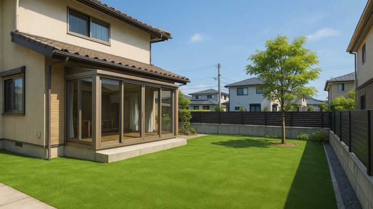 宇部市の戸建て外構に施工された人工芝のイメージ