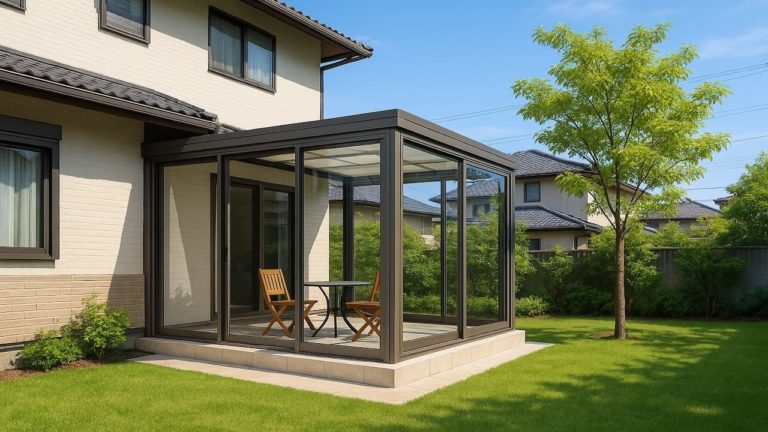 宇部市の戸建て外構に施工されたテラス囲い・サンルームのイメージ