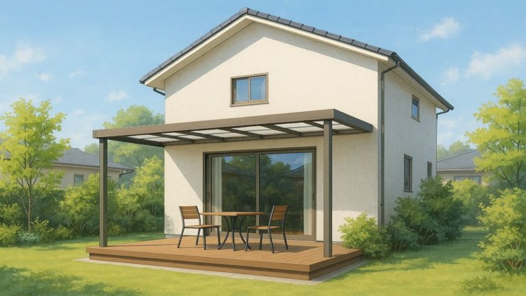 宇部市の戸建て外構に施工されたテラス屋根のイメージ