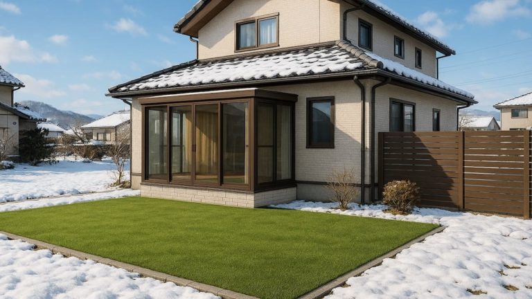 上田市の戸建て外構に施工された人工芝のイメージ