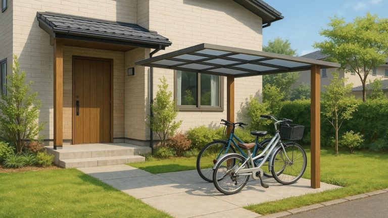 上田市の戸建て外構に施工された自転車置き場のイメージ