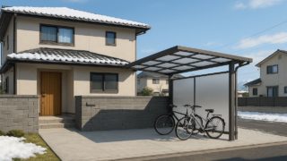 上田市の戸建て外構に施工されたサイクルポートのイメージ