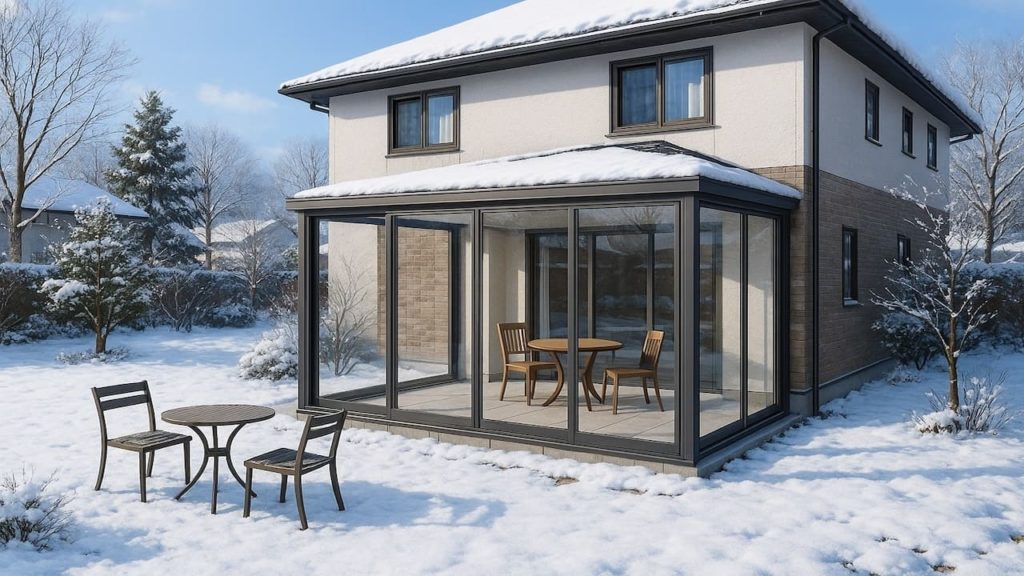 上田市の戸建て外構に施工されたテラス囲い・サンルームのイメージ