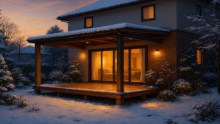 【上田市】テラス屋根の価格目安|素材と色選びの基本5選 上田市の戸建て外構に施工されたテラス屋根のイメージ