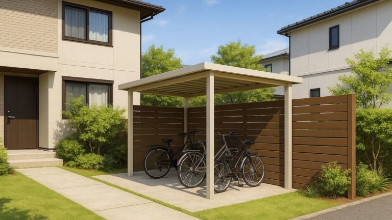 宇治市の戸建て外構に施工された自転車置き場のイメージ