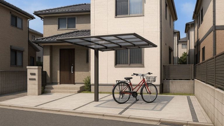 宇治市の戸建て外構に施工されたサイクルポートのイメージ