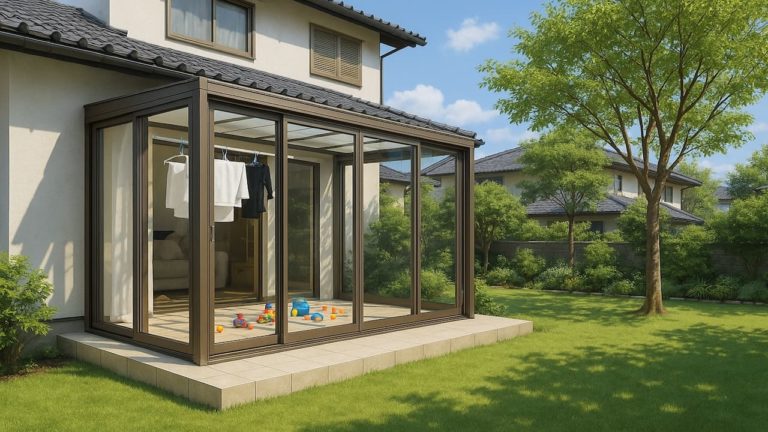 宇治市の戸建て外構に施工されたテラス囲い・サンルームのイメージ