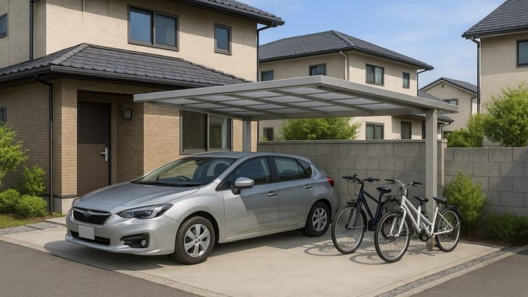 宇都宮市の戸建て外構に施工された自転車置き場のイメージ