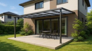 宇都宮市の戸建て外構に施工されたテラス屋根のイメージ