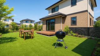 和歌山県の戸建て外構に施工された人工芝のイメージ