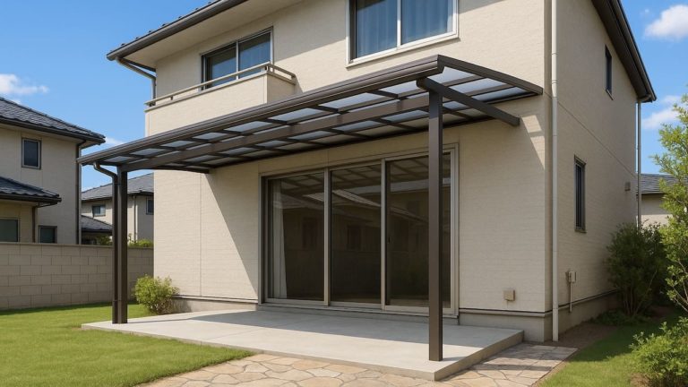 八千代市の戸建て外構に施工されたテラス屋根のイメージ