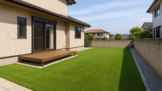 焼津市の戸建て外構に施工された人工芝のイメージ