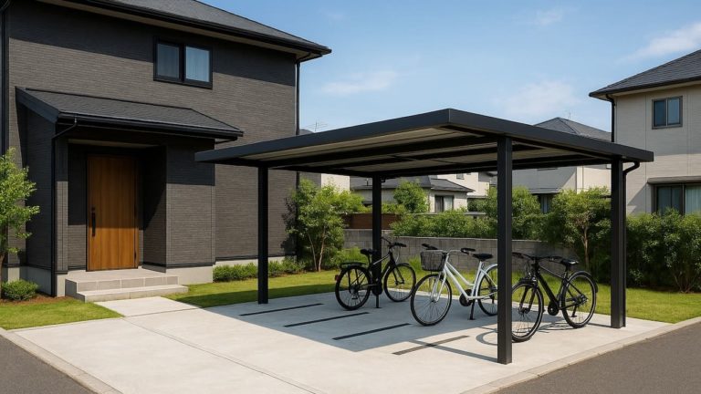 焼津市の戸建て外構に施工されたサイクルポートのイメージ