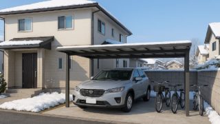 山形県の戸建て外構に施工された自転車置き場のイメージ