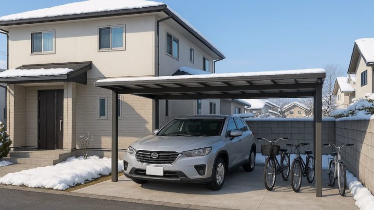 山形県の戸建て外構に施工された自転車置き場のイメージ